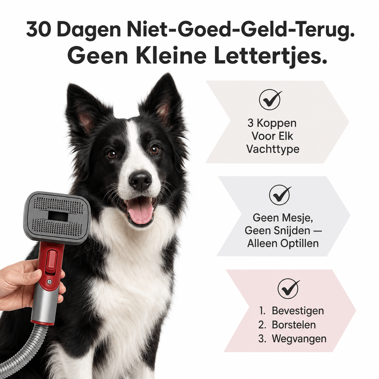 Furlift™ 3-in-1 Hondenborstelset met Stofzuigfunctie