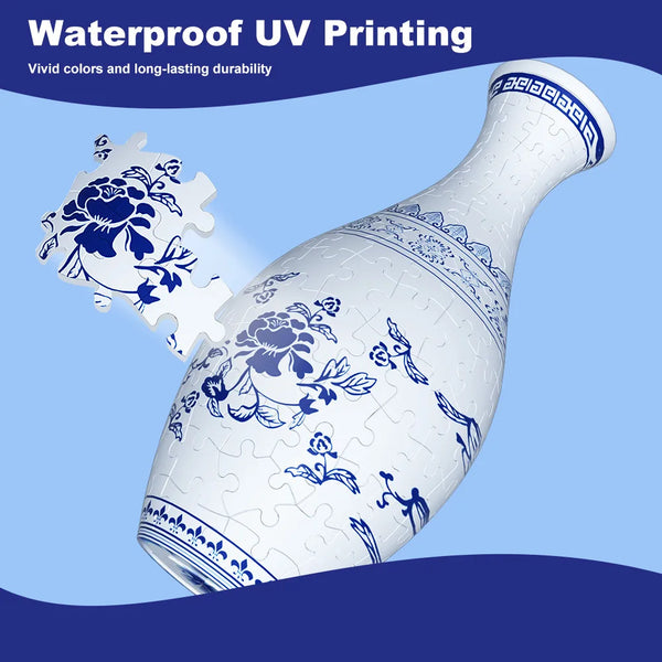 3D Puzzel Vaas Blauw Wit